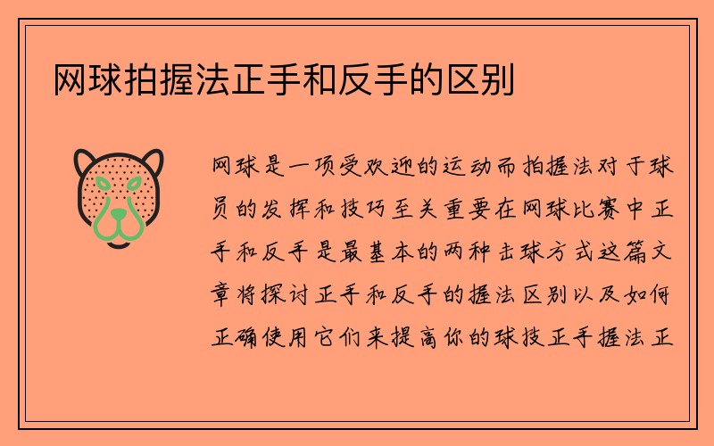 网球拍握法正手和反手的区别