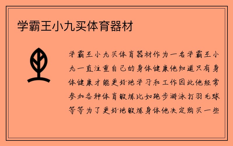 学霸王小九买体育器材